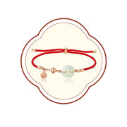 Buddha Stones Natural Hetian Jade Peace Buckle 925 Sterling Silver Red String Fu Character Protection Luck Bracelet Bracelet BS 2