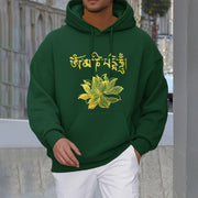 Buddha Stones Golden Lotus Sanskrit Fleece Lined Hoodie