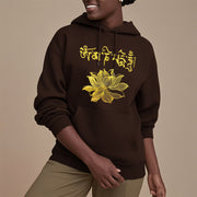 Buddha Stones Golden Lotus Sanskrit Fleece Lined Hoodie