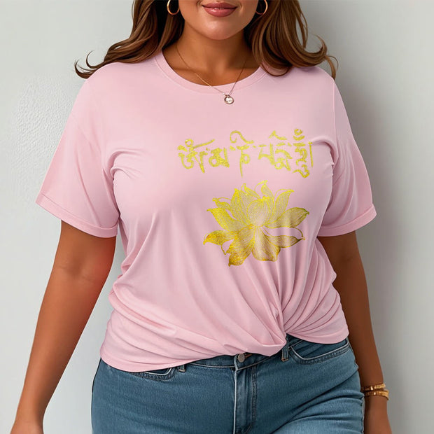 Buddha Stones Golden Lotus Sanskrit Tee T-shirt