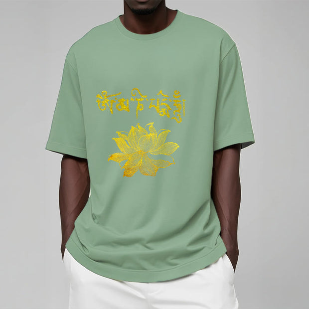 Buddha Stones Golden Lotus Sanskrit Tee T-shirt