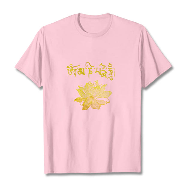 Buddha Stones Golden Lotus Sanskrit Tee T-shirt