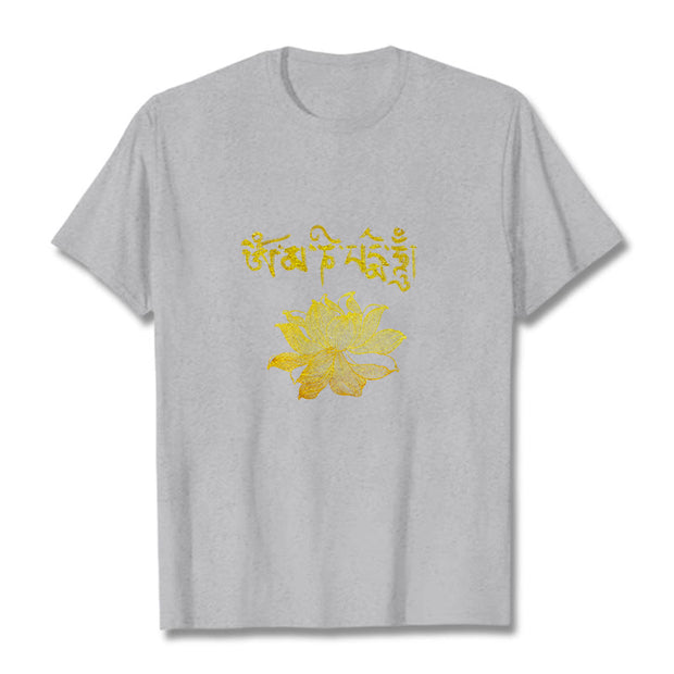 Buddha Stones Golden Lotus Sanskrit Tee T-shirt