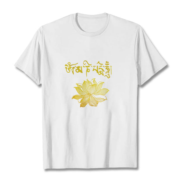 Buddha Stones Golden Lotus Sanskrit Tee T-shirt