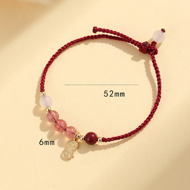 FREE Today: Love Healing Natural Strawberry Quartz Jade White Agate Red String Bracelet