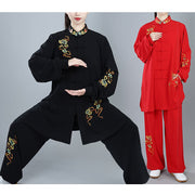 Buddha Stones 2Pcs Fall Colorful Auspicious Clouds Tai Chi Meditation Qigong Zen Practice Unisex Cotton Clothing Set