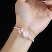 FREE Today: Happiness Protection Red Jasper Rose Quartz Various Natural Rocks Peace Buckle Knot Bracelet