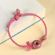 FREE Today: Happiness Protection Red Jasper Rose Quartz Various Natural Rocks Peace Buckle Knot Bracelet