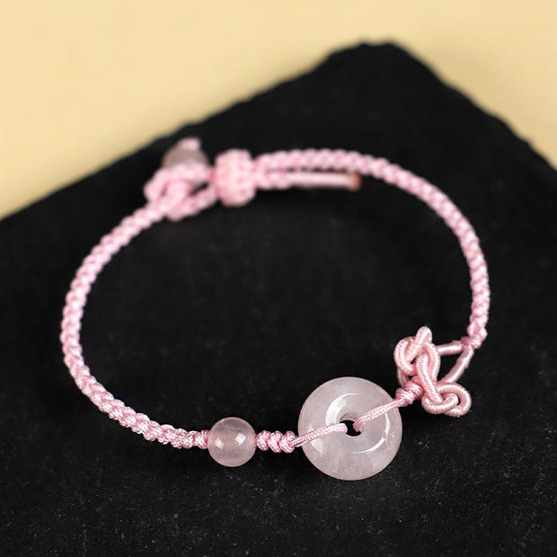 FREE Today: Happiness Protection Red Jasper Rose Quartz Various Natural Rocks Peace Buckle Knot Bracelet