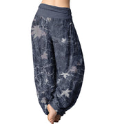 Buddha Stones Maple Leaf Pattern Women's Elastic Waist Harem Pants