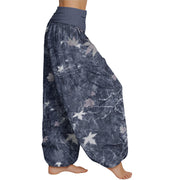 Buddha Stones Maple Leaf Pattern Women's Elastic Waist Harem Pants