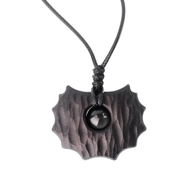 Buddha Stones Ebony Wood Obsidian Irregular Shape Peace Calm Necklace Pendant Necklaces & Pendants BS 7