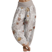 Buddha Stones Maple Leaves And Branches Pattern Women's Elastic Waist Harem Pants