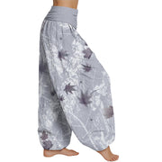 Buddha Stones Maple Leaves And Branches Pattern Women's Elastic Waist Harem Pants