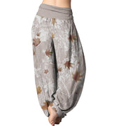 Buddha Stones Maple Leaves And Branches Pattern Women's Elastic Waist Harem Pants