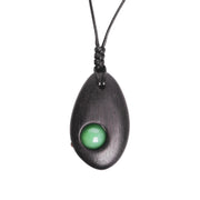 Buddha Stones Ebony Wood Green Aventurine Peace Calm Necklace Pendant Necklaces & Pendants BS 8