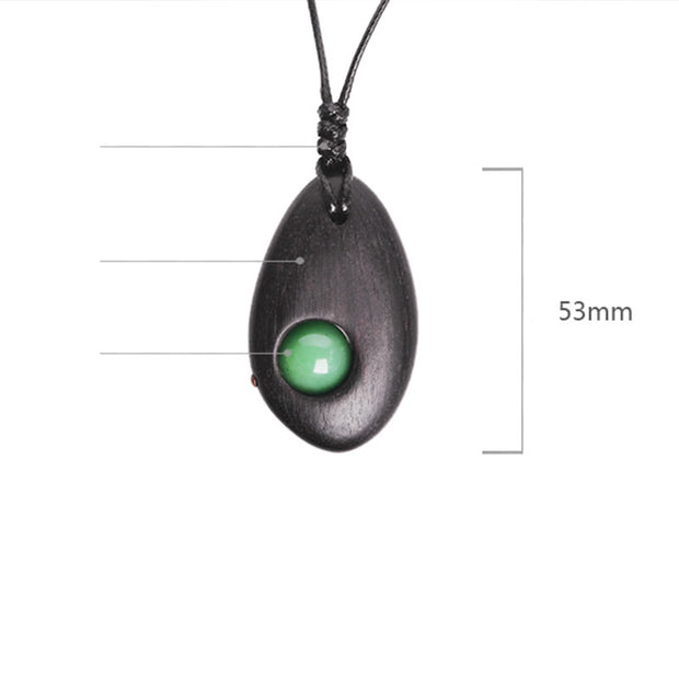 Buddha Stones Ebony Wood Green Aventurine Peace Calm Necklace Pendant Necklaces & Pendants BS 5