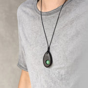 Buddha Stones Ebony Wood Green Aventurine Peace Calm Necklace Pendant Necklaces & Pendants BS 9