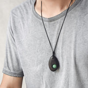 Buddha Stones Ebony Wood Green Aventurine Peace Calm Necklace Pendant Necklaces & Pendants BS 10