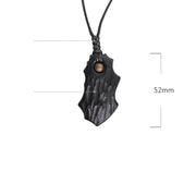 Buddha Stones Ebony Wood Obsidian Irregular Shape Copper Bead Peace Calm Necklace Pendant Necklaces & Pendants BS 4