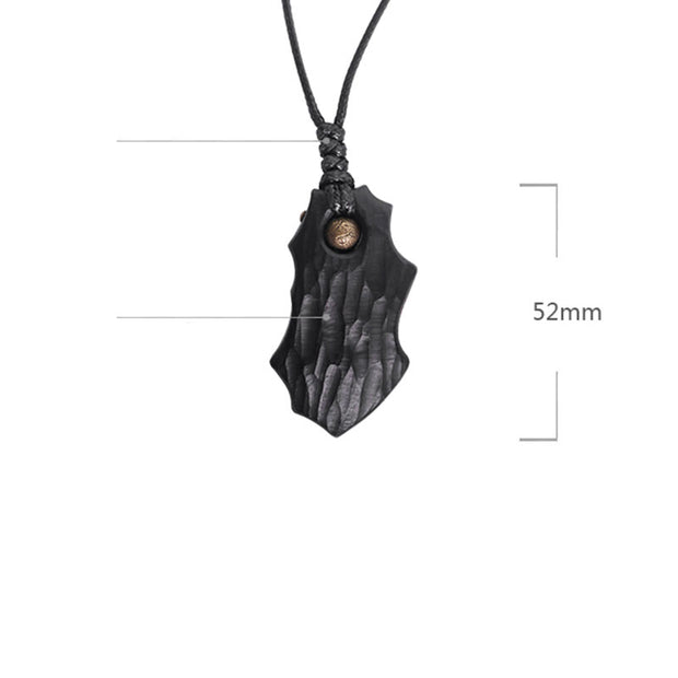 Buddha Stones Ebony Wood Obsidian Irregular Shape Copper Bead Peace Calm Necklace Pendant