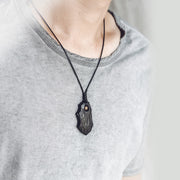 Buddha Stones Ebony Wood Obsidian Irregular Shape Copper Bead Peace Calm Necklace Pendant Necklaces & Pendants BS 3