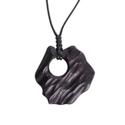 Buddha Stones Ebony Wood Hollow Irregular Shape Peace Balance Necklace Pendant Necklaces & Pendants BS 6