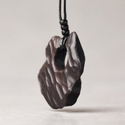 Buddha Stones Ebony Wood Hollow Irregular Shape Peace Balance Necklace Pendant Necklaces & Pendants BS 2