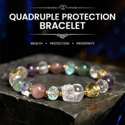 Buddha Stones PiXiu White Crystal Citrine Green Strawberry Quartz Amethyst Luck Bracelet