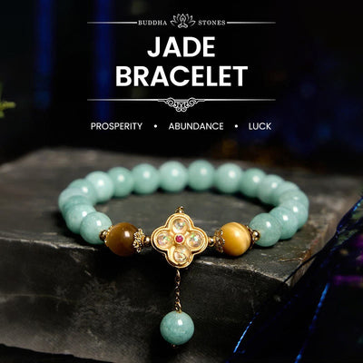 Buddha Stones Jade Yellow Tiger Eye Prosperity Bracelet