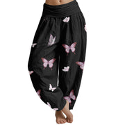 Buddha Stones Butterfly Pattern Women's Elastic Waist Harem Pants