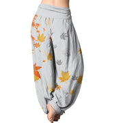 Buddha Stones Maple Leaf Pattern Women's Elastic Waist Harem Pants