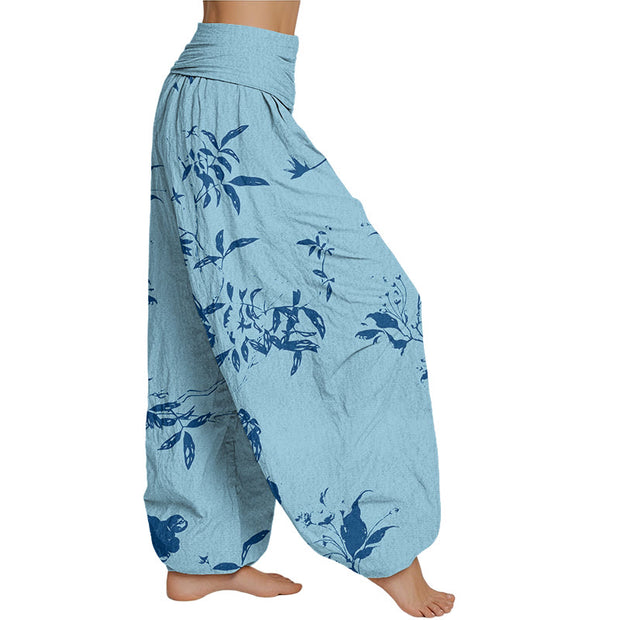 Buddha Stones Branch Pattern Women's Elastic Waist Harem Pants