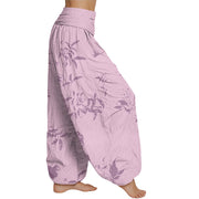 Buddha Stones Branch Pattern Women's Elastic Waist Harem Pants