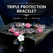 Buddha Stones Pink Crystal Green Crystal White Crystal Flower Warmth Bracelet