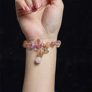 Buddha Stones Strawberry Quartz Crystal Gourd Positive Bracelet