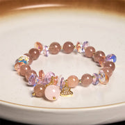 Buddha Stones Strawberry Quartz Crystal Gourd Positive Bracelet