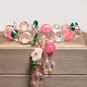 Buddha Stones Pink Crystal Green Crystal White Crystal Flower Warmth Bracelet