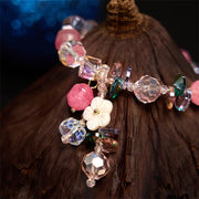 Buddha Stones Pink Crystal Green Crystal White Crystal Flower Warmth Bracelet