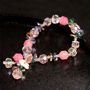 Buddha Stones Pink Crystal Green Crystal White Crystal Flower Warmth Bracelet