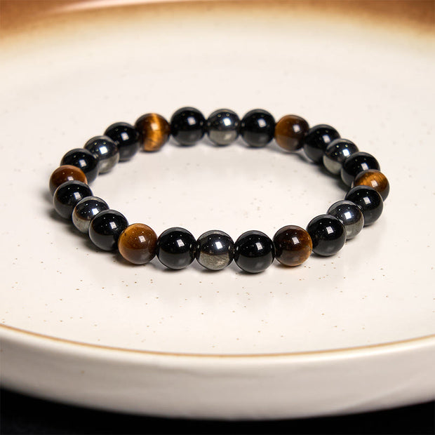 FREE Today: Support Powerful Natural Tiger's Eye Obsidian Hematite Bracelet