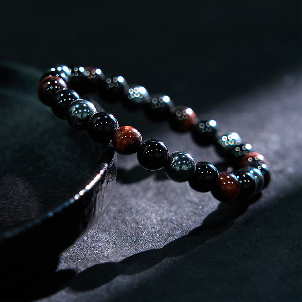 FREE Today: Support Powerful Natural Tiger's Eye Obsidian Hematite Bracelet FREE FREE 9