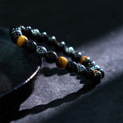 Buddha Stones Natural Tiger's Eye Obsidian Hematite Positive Powerful Bracelet