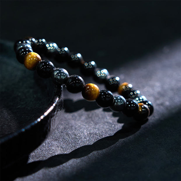 FREE Today: Support Powerful Natural Tiger's Eye Obsidian Hematite Bracelet