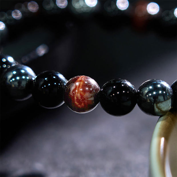 FREE Today: Support Powerful Natural Tiger's Eye Obsidian Hematite Bracelet