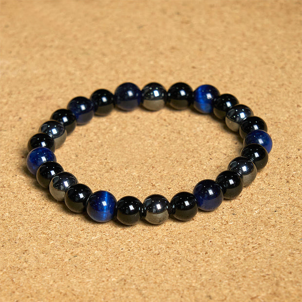 FREE Today: Support Powerful Natural Tiger's Eye Obsidian Hematite Bracelet