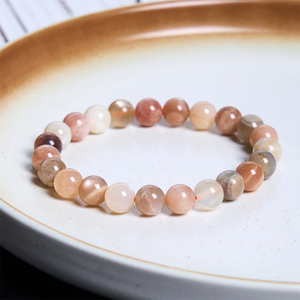 Buddha Stone Peach Moonstone Healing Bracelet