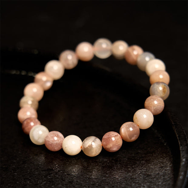 Buddha Stone Peach Moonstone Healing Bracelet