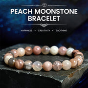 Buddha Stone Peach Moonstone Healing Bracelet