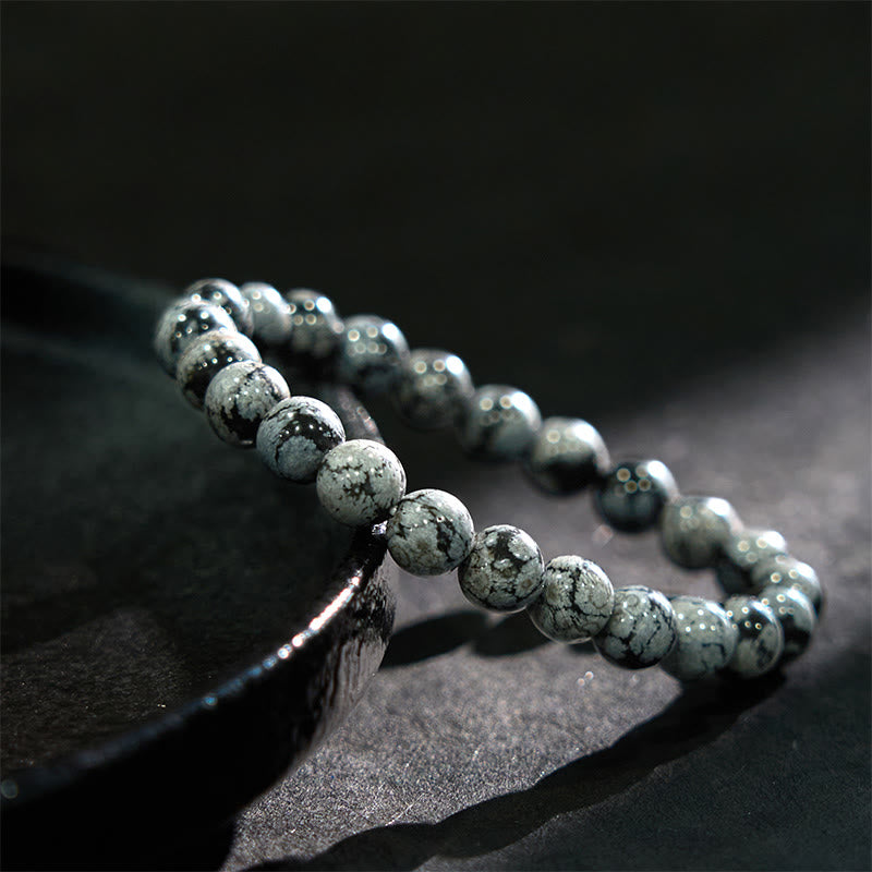 Buddha Stones Snowflake Obsidian Balance Bracelet – buddhastoneshop